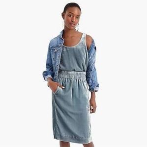 JCrew blue velvet skirt and tank top SET size 12/L